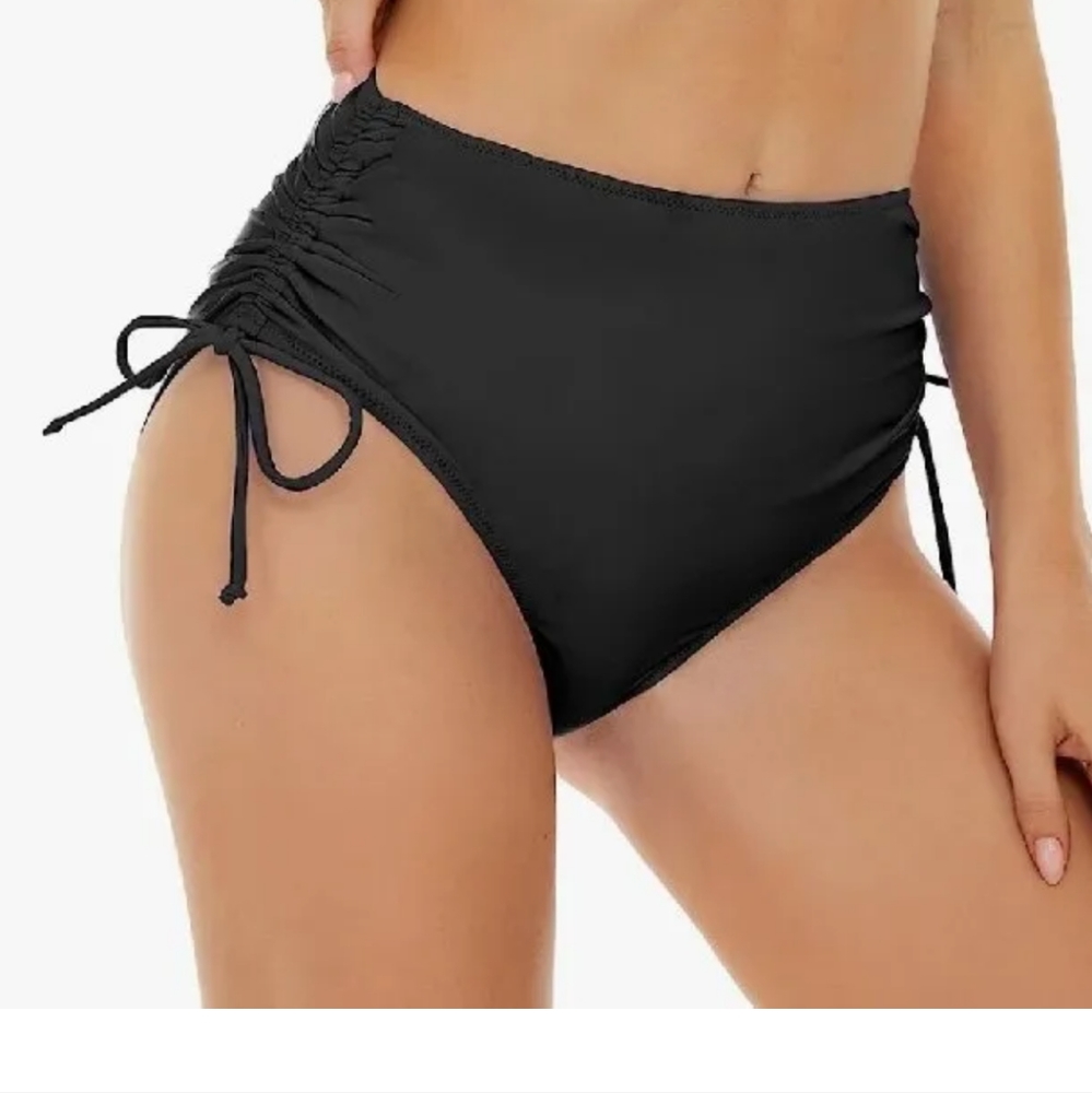 Swim Brief Bottom Full Coverage Mid Rise Black Beach Pool Plus 4X 26W New
